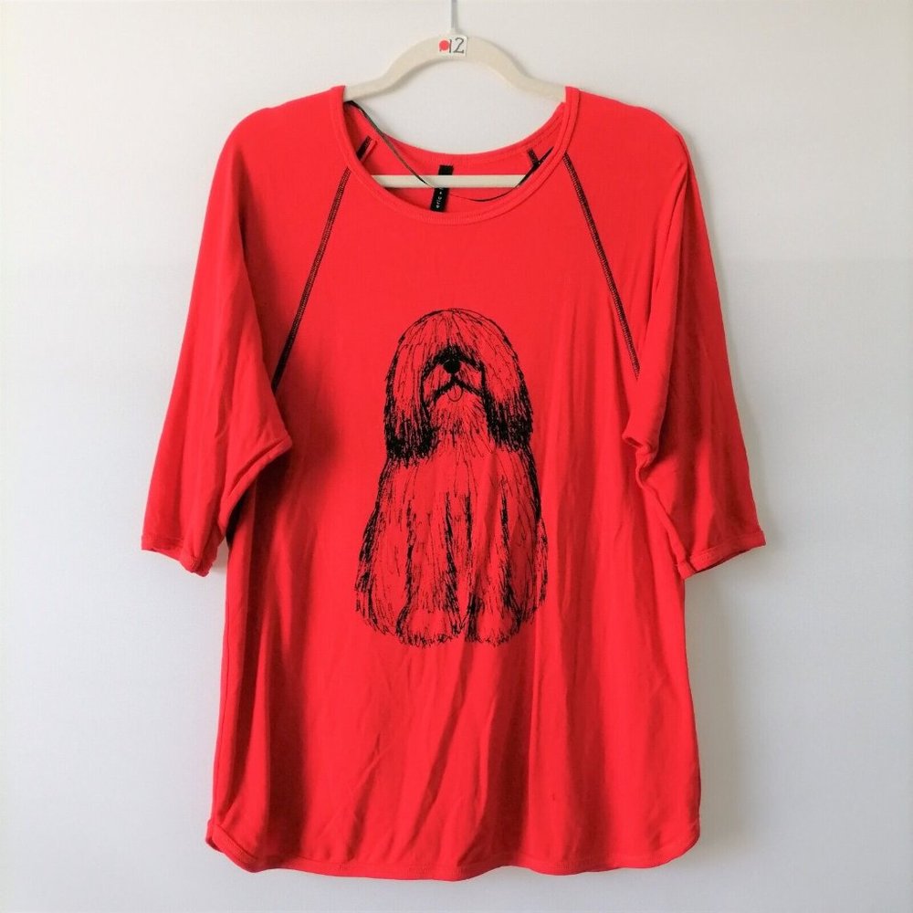 Eric + Lani Womens Red Round Neck Short Sleeve T Shirt Top Size S